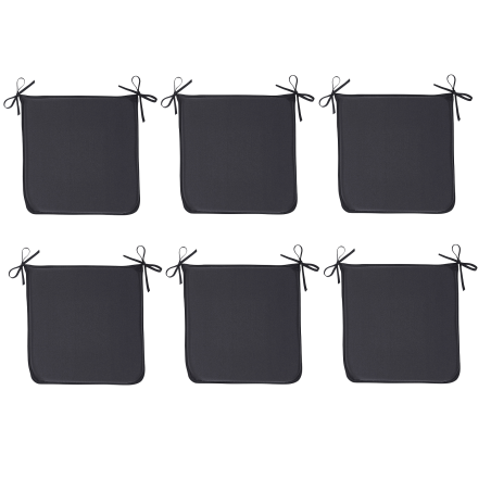 Lot de 6 galettes de chaises "Essential" - Gris fusain - 38 x 38 cm
