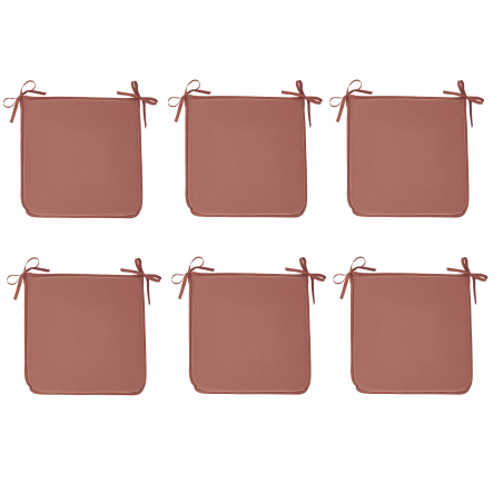 Lot de 6 galettes de chaises carré "Essential" - Terracotta - 38 x 38 cm