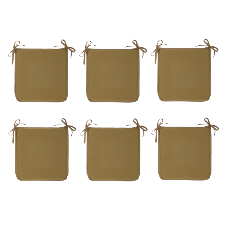 Lot de 6 galettes de chaises carré "Essential" - Bronze - 38 x 38 cm