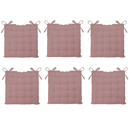 Lot de 6 galettes de chaises en gaze de coton - Rose - 40 x 40 cm