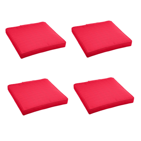 Lot de 4 galettes de chaises déhoussables - Rouge grenade - 40 x 40 cm - Gamme Korai
