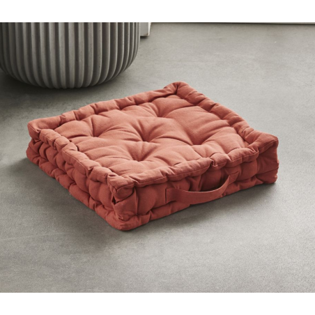 Coussin de sol carré en coton "Essential" - Terracotta - 40 x 40 x H 10 cm