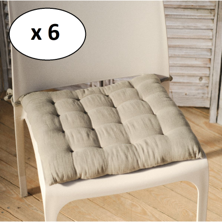 Lot de 6 galettes de chaises "Spirit Garden" - Beige - l 40 x L 40 cm