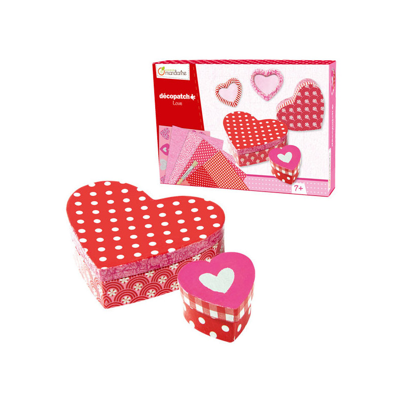 Kit de boîtes créatives Décopatch - Love - Rose - L 23 x H 5 x P 16 cm