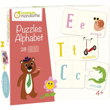 Boîte de puzzles alphabet - 28 puzzles de 3 pièces - 6 x 11 cm