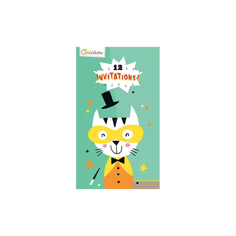 Carnet de 12 cartes dinvitation - Animaux - Vert - 17 x 10 cm