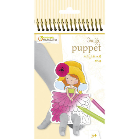 Carnet de 24 marionnettes à doigt à colorier "Graffy puppets" - Fée