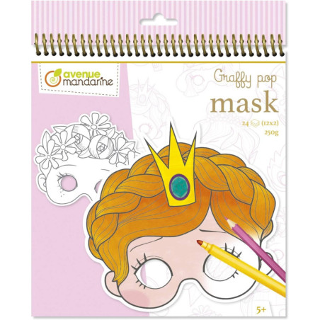 Carnet de 24 masques à colorier "Graffy Pop Mask" - Fille