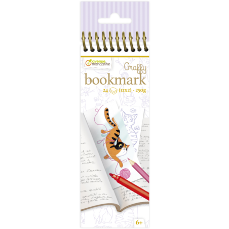 Carnet de coloriage "Graffy Bookmark" - Chats - 24 feuilles