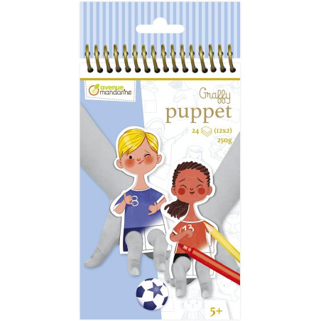 Carnet de 24 marionnettes à doigt à colorier Graffy puppets - Football