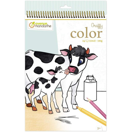 Carnet de coloriage "Graffy Color" - Maman et Bébé Animaux de la ferme - 24 feuilles