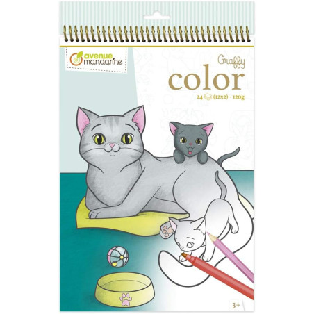 Carnet de coloriage "Graffy Color" - Maman et Bébé Animaux familiers - 24 feuilles