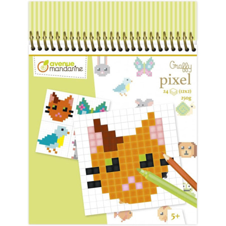 Carnet de coloriage "Graffy Pixel" - Animaux familiers - 24 feuilles