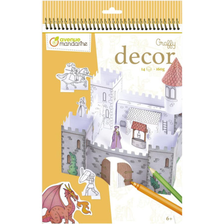 Carnet de coloriage "Graffy Décor" - Château de chevaliers - 14 feuilles