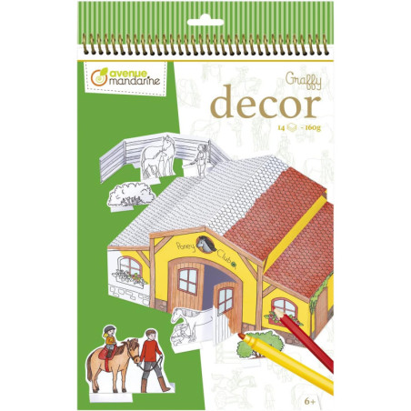 Carnet de coloriage "Graffy Décor" - Centre équestre - 14 feuilles