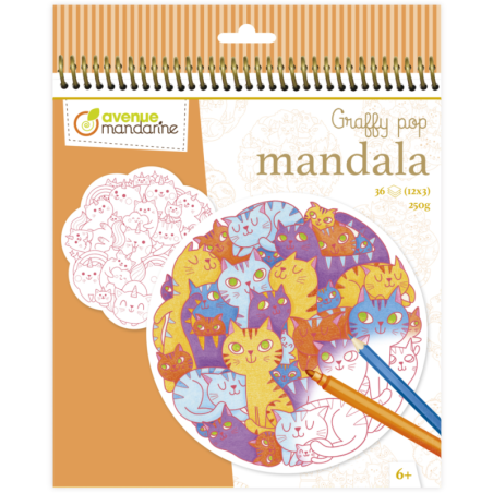 Carnet de coloriage Graffy Mandala - Pêle Mêle Chats - 12 dessins