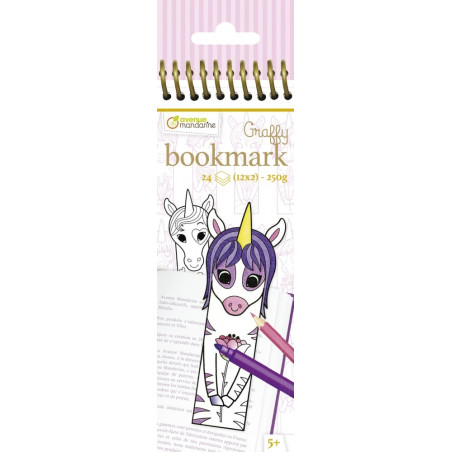 Carnet de coloriage Graffy Bookmark - Licornes - 12 dessins