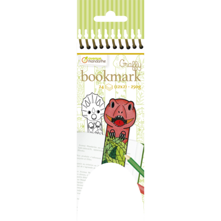 Carnet de coloriage Graffy Bookmark - Dinosaures - 12 dessins
