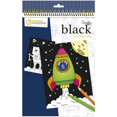 Carnet de coloriage Graffy Black - Espace - 24 feuilles