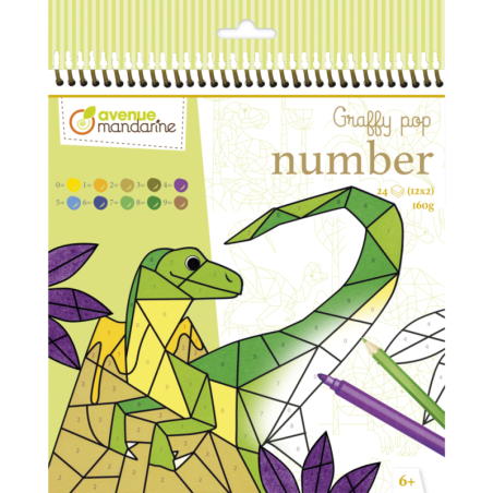 Carnet de coloriage Graffy Pop Number - Dinosaures - 24 coloriages
