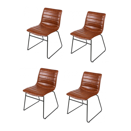 Lot de 4 chaises BROOKLYN effet cuir - 55 x 45 x H 47/78cm - Canelle
