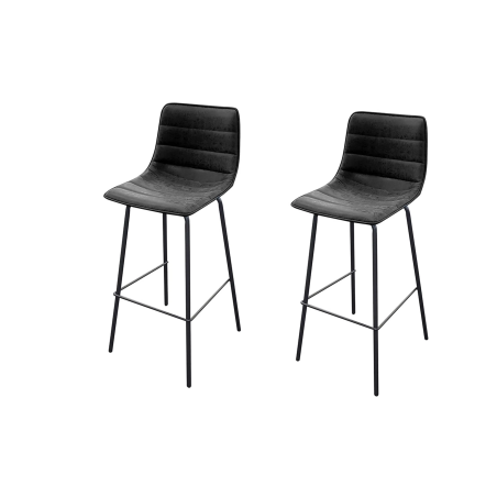 Lot de 2 tabourets de bar BROOKLYN effet cuir - Ardoise - L 44 x P 53 x H 92 cm