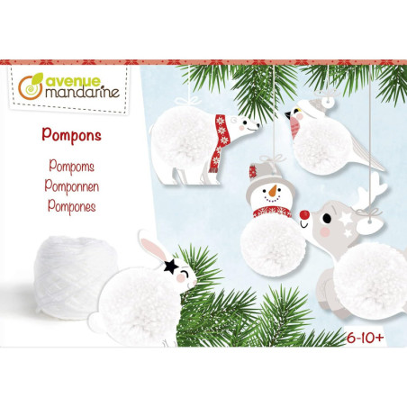 Boîte créative avec pompons - Noël - L 23 x H 4 x l 16 cm