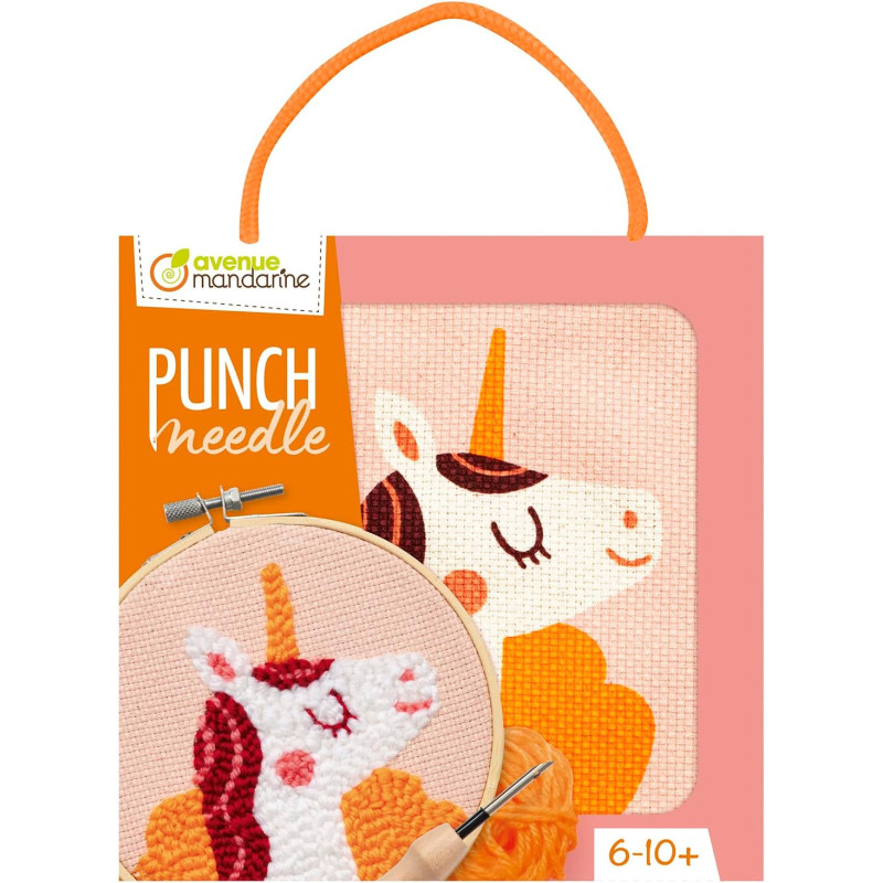 Kit point de croix enfant Punch Needle- Licorne - D 18 cm