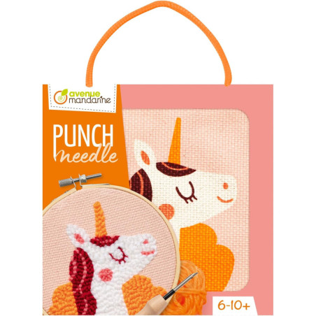 Kit point de croix enfant "Punch Needle"- Licorne - D 18 cm
