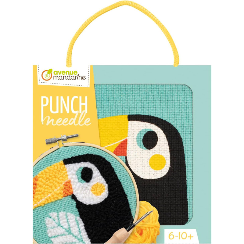 Kit point de croix enfant Punch Needle- Toucan - D 18 cm
