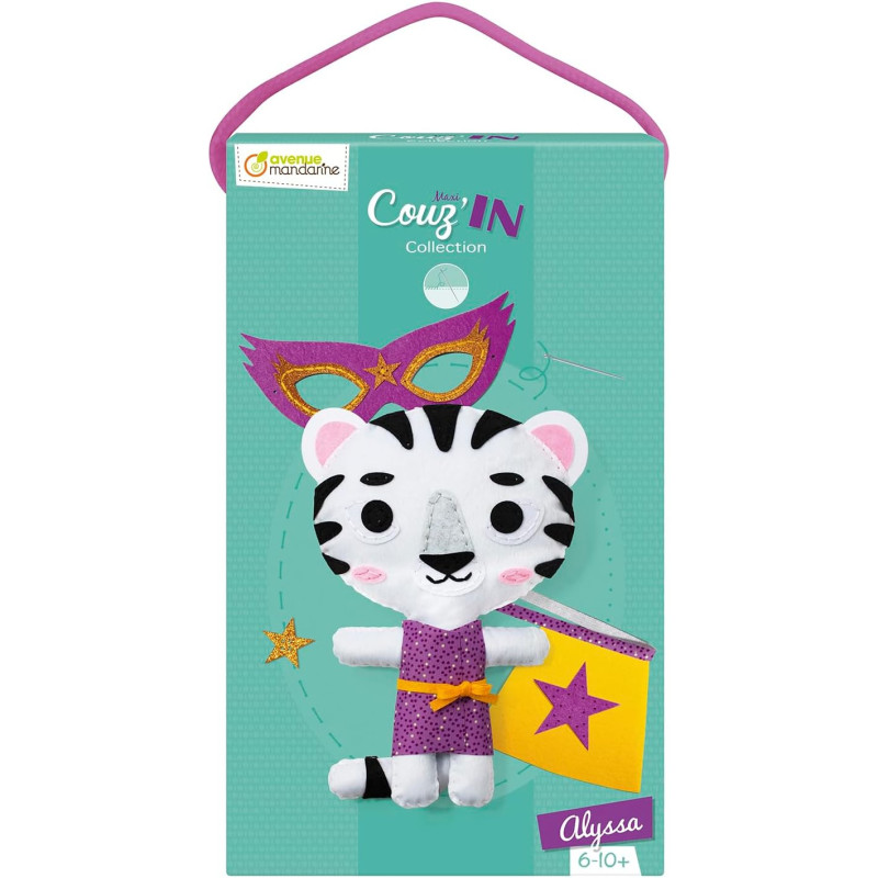 Kit pour doudou en feutrine Maxi Couz'In - Alyssa la tigresse - H 32 cm