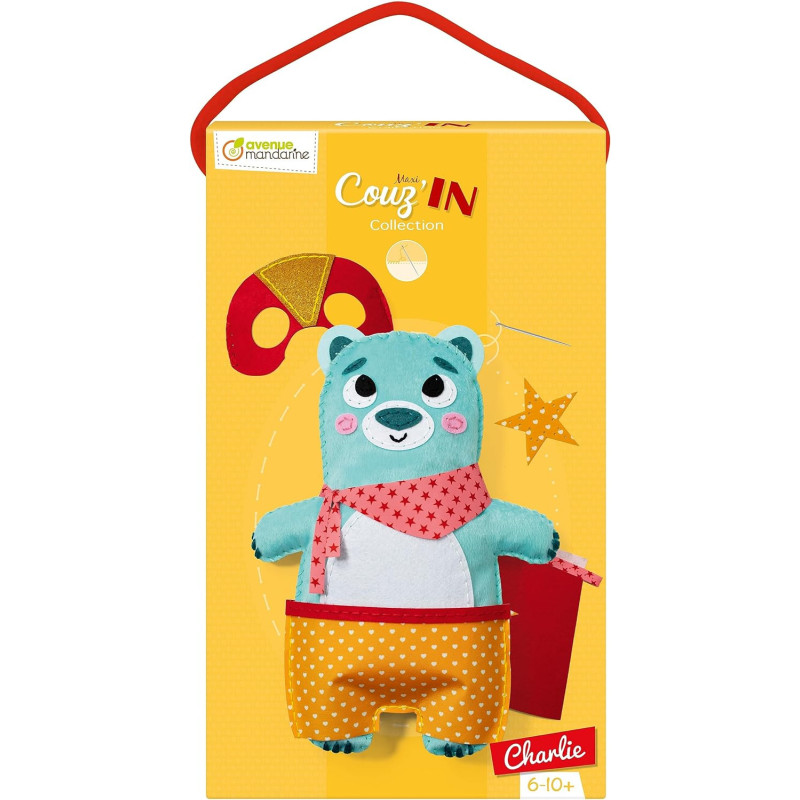 Kit pour doudou en feutrine Maxi Couz'In - Charlie l'ours - H 32 cm