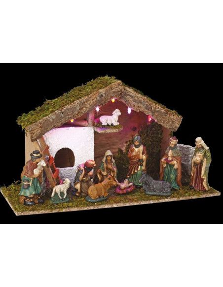 Crèche de noël - LED - 11 santons en porcelaine