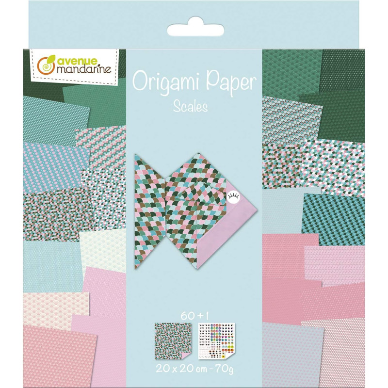 Feuilles pour origami imprimées recto/verso Ecailles- 60 feuilles - 20 x 20 cm