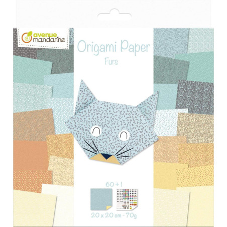 Feuilles pour origami imprimées recto/verso "Fourrure"- 60 feuilles - 20 x 20 cm