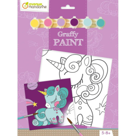 Toile à peindre "Graffy Paint" - Licorne - 20 x 20 cm