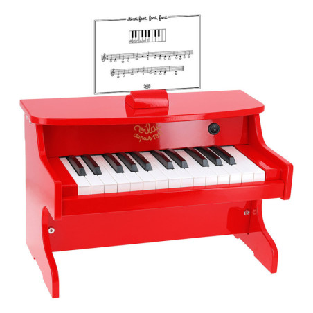 Piano électrique pour enfant en bois - Rouge - L 46 x H 26 x P 32 cm