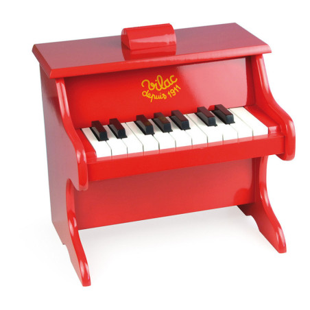 Piano pour enfant en bois avec 18 touches + partitions - Rouge - L 32 x H 25 x P 30 cm