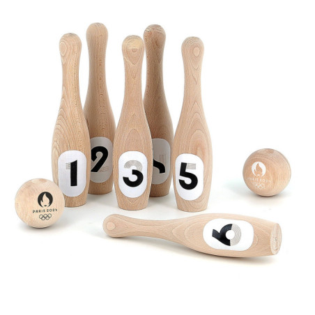 Jeux de 6 quilles en bois des JO 2024 - Beige - H 24 cm