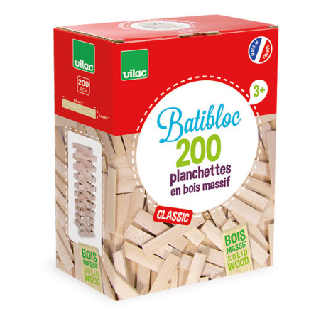 Jeu de construction Batibloc classic - 200 planchettes en bois
