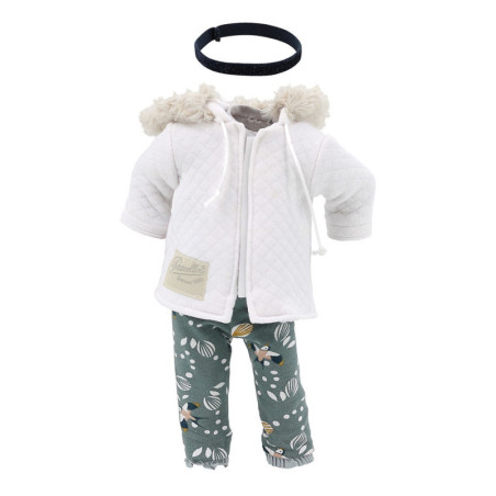 Vêtements pour poupée "Minouche" - Anaelle - Blanc/Vert - H 34 cm