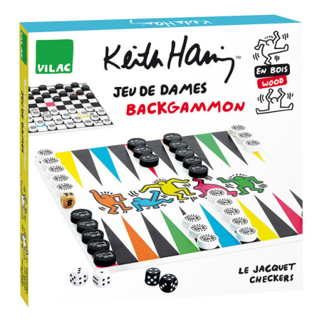 Coffret Jeu de dames et Backgammon "Keith Haring" - Multicolore - Jeux de stratégie