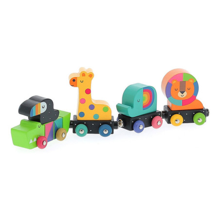 Train des animaux magnétique en bois - Multicolore - L 36 cm