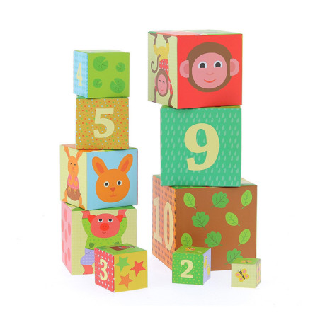 Set de 10 cubes gigognes - Animaux - Multicolore - Jouet d'éveil