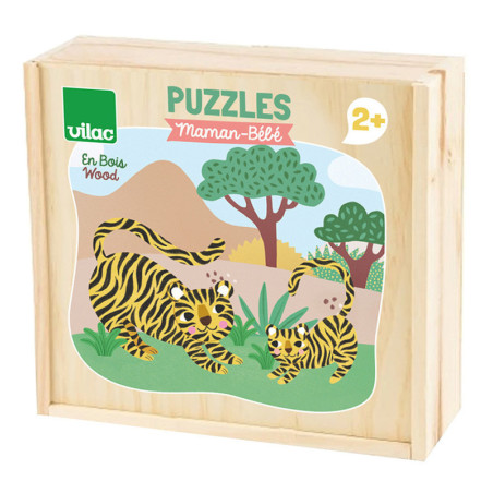 Puzzles Maman-bébé - Beige - 17 puzzles - L 18 x l 18 x H 4,5 cm