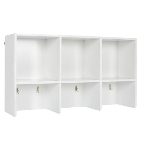 Etagère murale avec 3 niches + 6 crochets - Blanc - L 55 x P 15 x H 31 cm