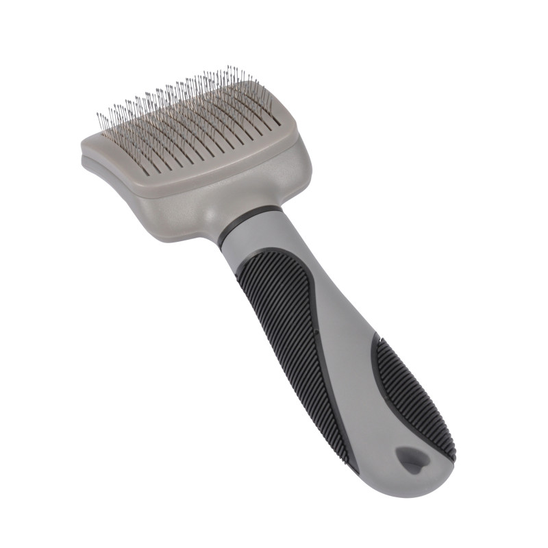 Brosse de toilettage carde auto-nettoyante pour animaux Soin Expert - Gris/Noir - L 19 cm