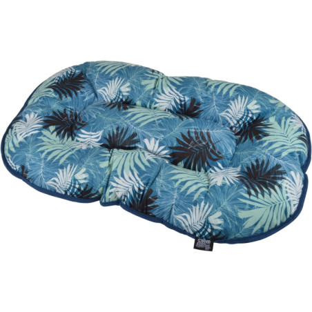 Coussin flocon à imprimé végétal "Eden" - Bleu/Vert - L 107 x l 62 cm