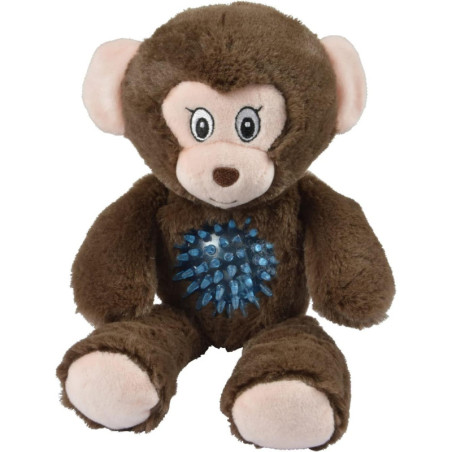 Jouet peluche singe sonore avec balle pour chien "Les Copinous" - Marron - H 27 cm