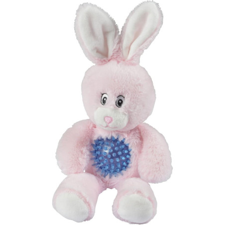 Jouet peluche lapin sonore avec balle pour chien "Les Copinous" - Rose - H 27 cm